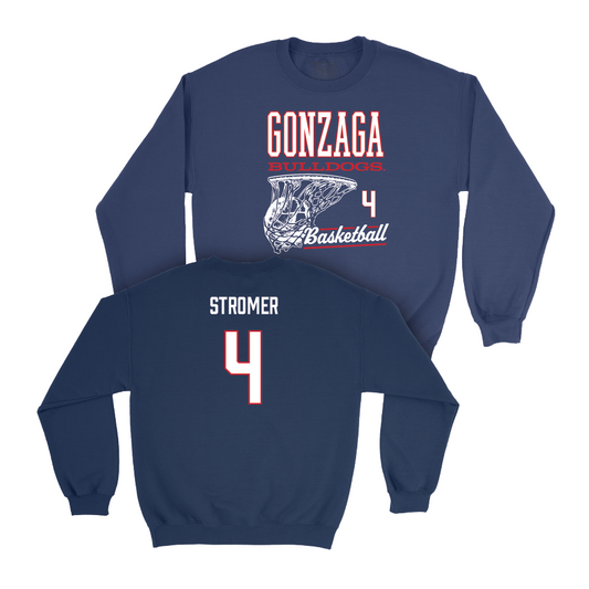 Gonzaga Men's Basketball Navy Hoops Crew - Dusty Stromer Small