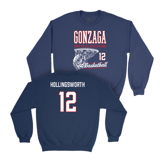 Gonzaga Women's Basketball Navy Hoops Crew - Eliza Hollingsworth Small