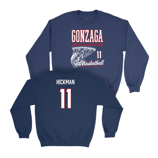 Gonzaga Men's Basketball Navy Hoops Crew - Nolan Hickman Small