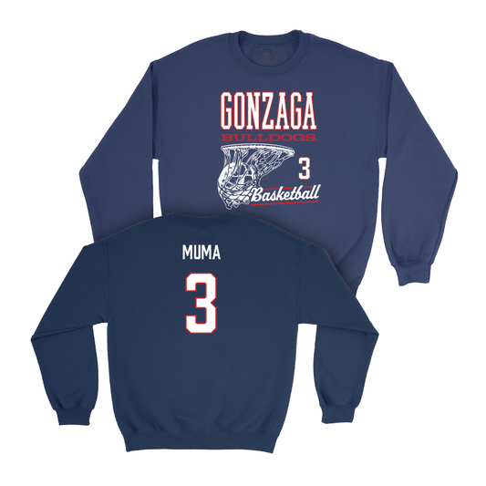 Gonzaga Women's Basketball Navy Hoops Crew - Payton Muma Small