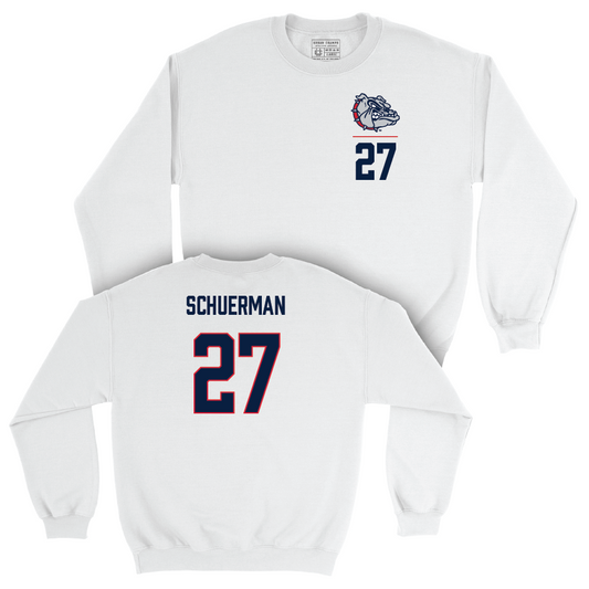 Gonzaga Baseball White Logo Crew - Rece Schuerman Small