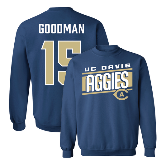 UC Davis Men's Soccer Navy Slant Crew - Cason Goodman
