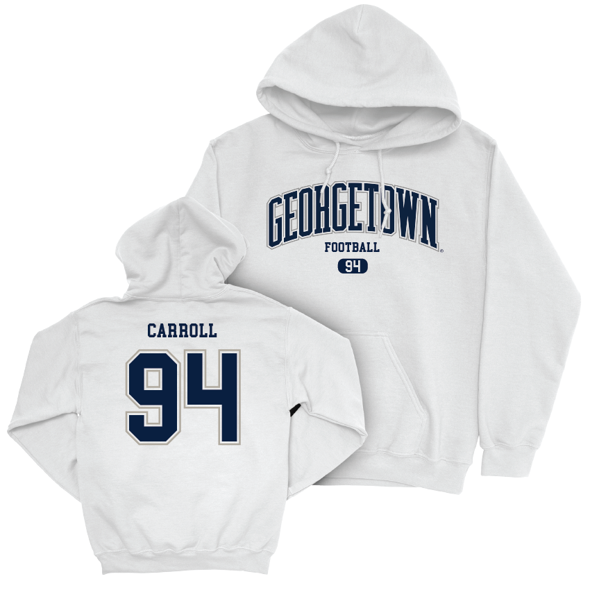 Georgetown Football White Arch Hoodie - Burke Carroll Youth Small