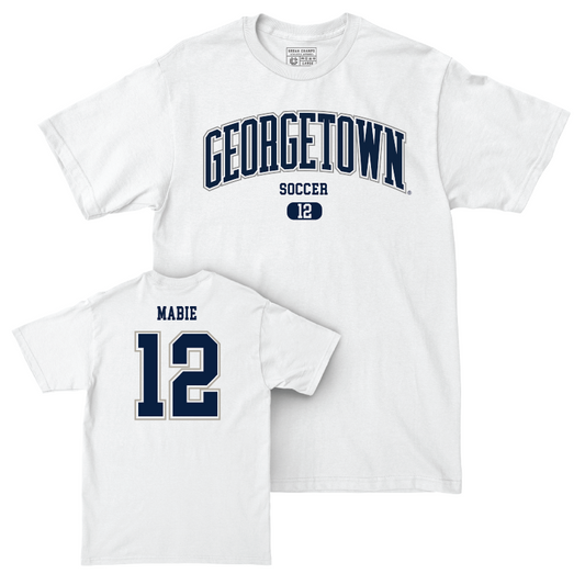 Georgetown Men's Soccer White Arch Comfort Colors Tee - Blaine Mabie Youth Small