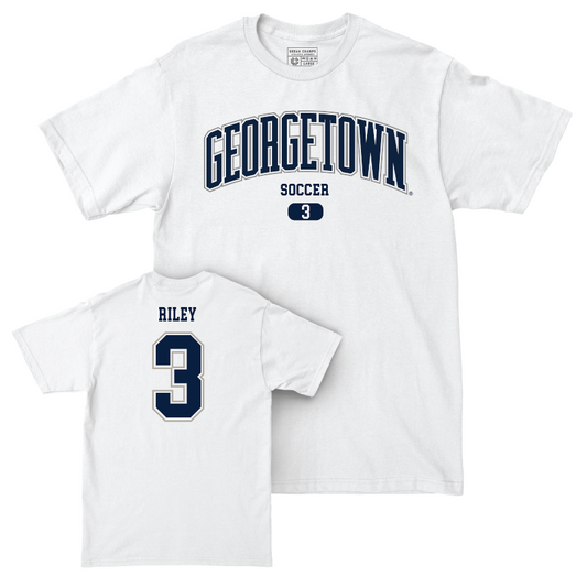 Georgetown Women's Soccer White Arch Comfort Colors Tee - Brianne Riley Youth Small
