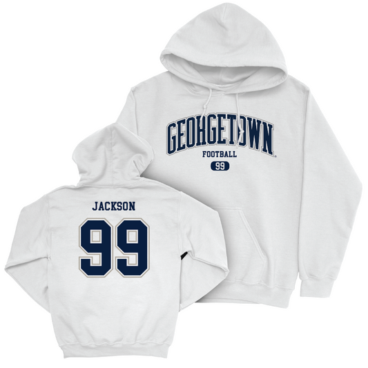 Georgetown Football White Arch Hoodie - Cahlede Jackson Youth Small