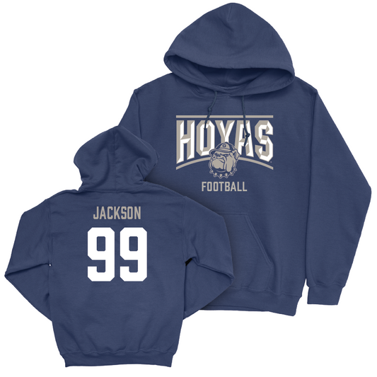Georgetown Football Navy Staple Hoodie - Cahlede Jackson Youth Small