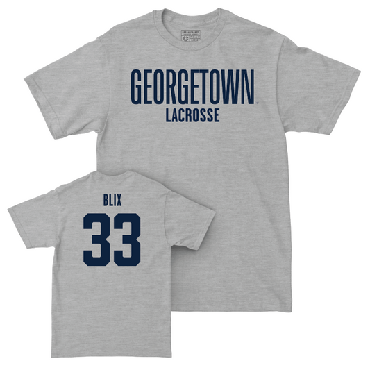 Georgetown Lacrosse Sport Grey Wordmark Tee - Danica Blix Youth Small