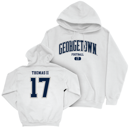 Georgetown Football White Arch Hoodie - Desmonde Thomas II Youth Small