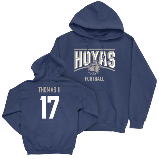 Georgetown Football Navy Staple Hoodie - Desmonde Thomas II Youth Small