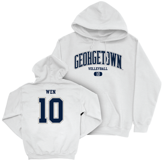Georgetown Volleyball White Arch Hoodie - Emily Wen Youth Small