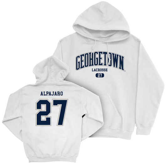 Georgetown Lacrosse White Arch Hoodie - Fran Alpajaro Youth Small