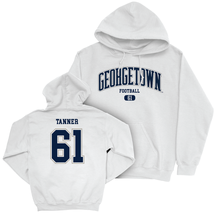 Georgetown Football White Arch Hoodie - Hampton Tanner Youth Small