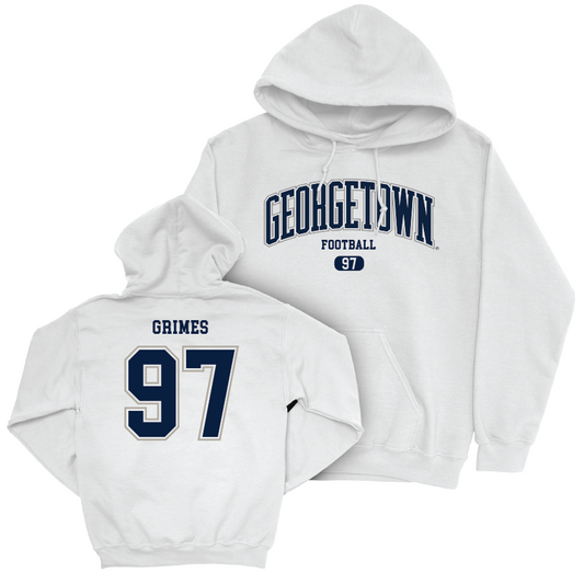 Georgetown Football White Arch Hoodie - Isaiah Grimes Youth Small