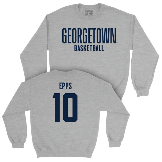 Georgetown Men's Basketball Sport Grey Wordmark Crew - Jayden Epps Youth Small