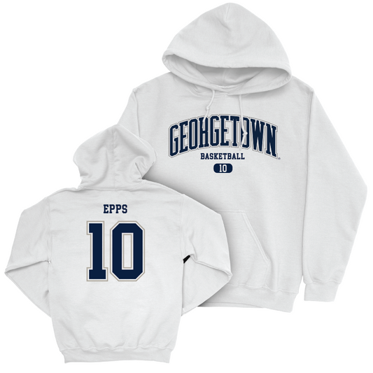 Georgetown Men's Basketball White Arch Hoodie - Jayden Epps Youth Small