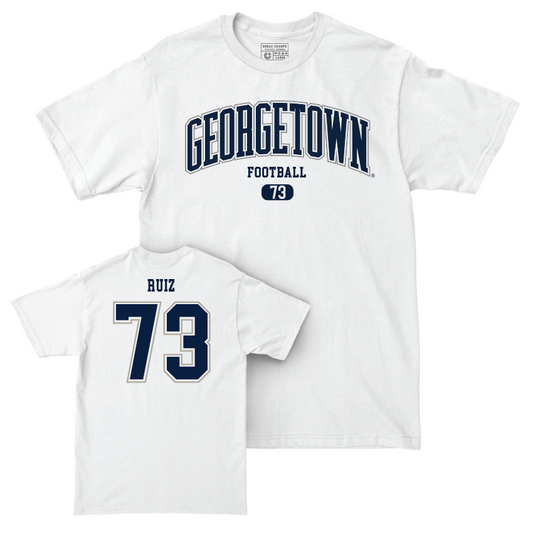 Georgetown Football White Arch Comfort Colors Tee - Jorge Ruiz Youth Small