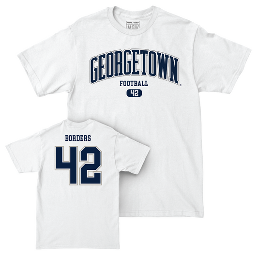 Georgetown Football White Arch Comfort Colors Tee - Kenneth Borders Youth Small