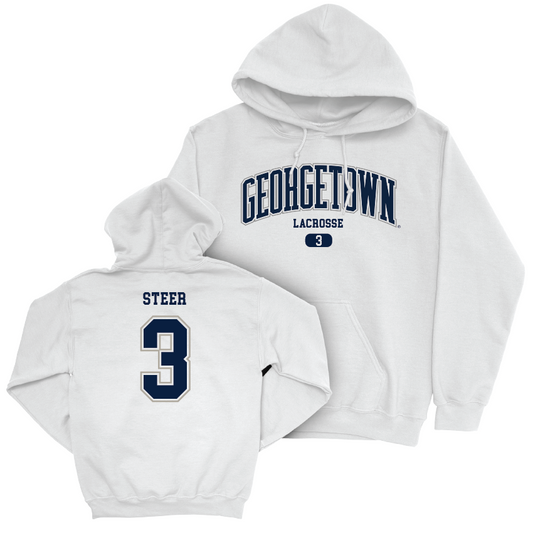 Georgetown Lacrosse White Arch Hoodie - Kendall Steer Youth Small