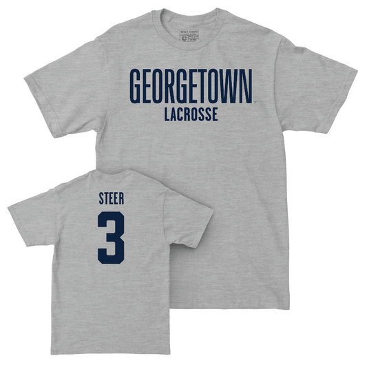 Georgetown Lacrosse Sport Grey Wordmark Tee - Kendall Steer Youth Small