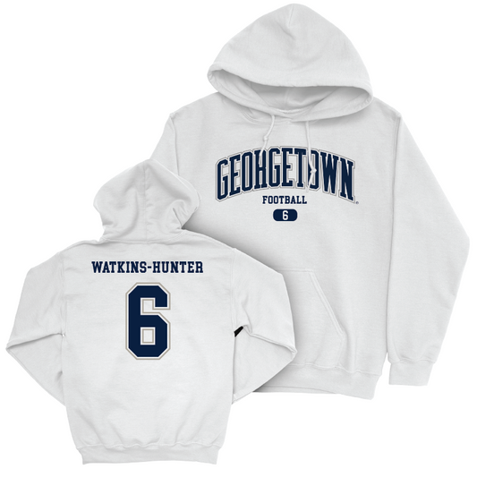 Georgetown Football White Arch Hoodie - Kamren Watkins-Hunter Youth Small