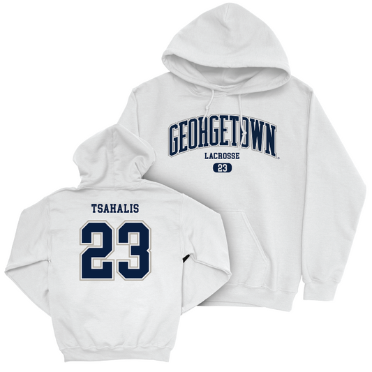 Georgetown Lacrosse White Arch Hoodie - Leanna Tsahalis Youth Small