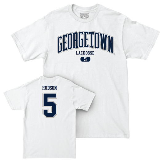 Georgetown Lacrosse White Arch Comfort Colors Tee - Maria Hudson Youth Small