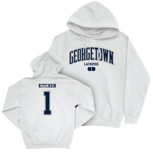 Georgetown Lacrosse White Arch Hoodie - Mikaila Kitchen Youth Small