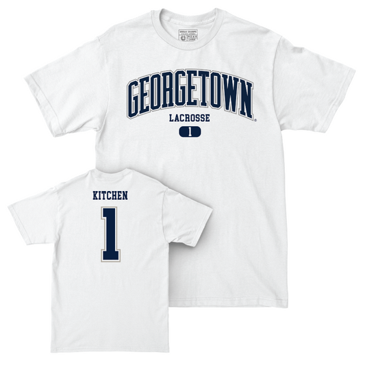 Georgetown Lacrosse White Arch Comfort Colors Tee - Mikaila Kitchen Youth Small