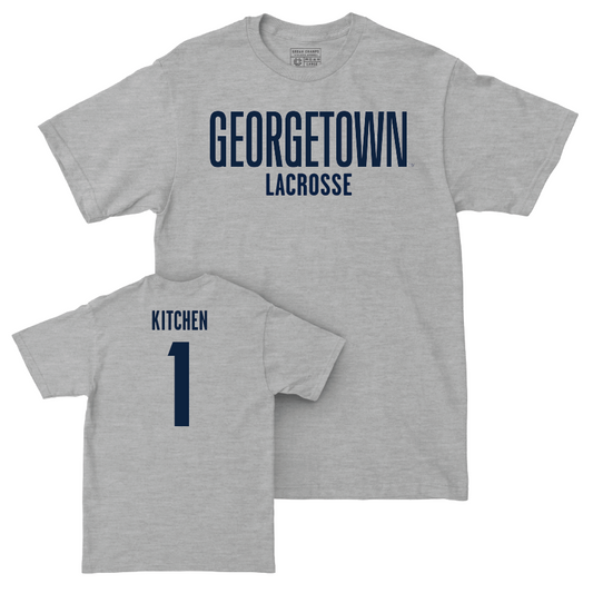 Georgetown Lacrosse Sport Grey Wordmark Tee - Mikaila Kitchen Youth Small