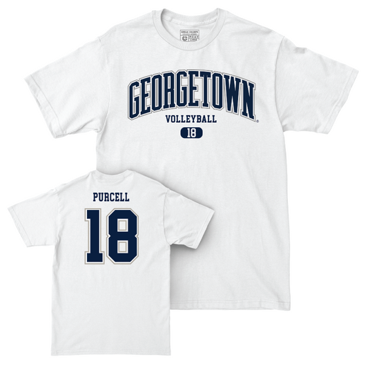 Georgetown Volleyball White Arch Comfort Colors Tee - Marina Purcell Youth Small