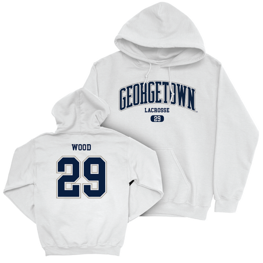 Georgetown Lacrosse White Arch Hoodie - Mary Wood Youth Small