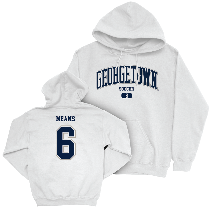 Georgetown Women's Soccer White Arch Hoodie - Natalie Means Youth Small