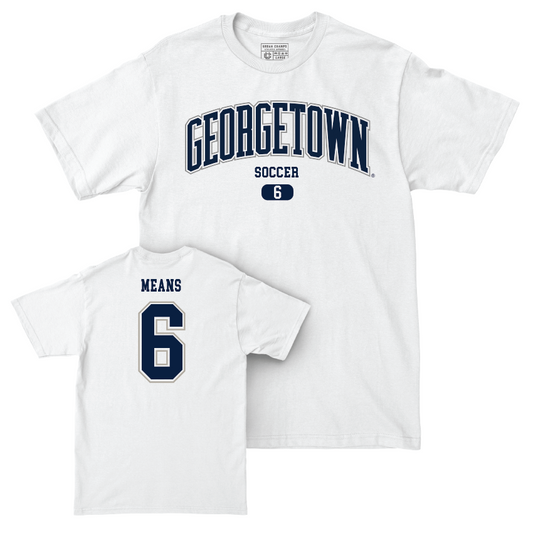 Georgetown Women's Soccer White Arch Comfort Colors Tee - Natalie Means Youth Small