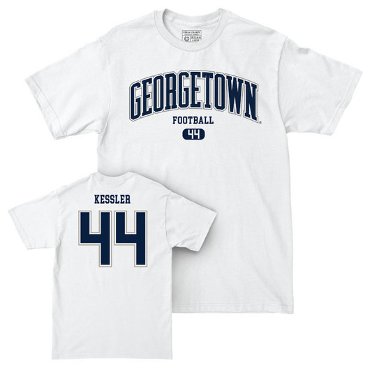 Georgetown Football White Arch Comfort Colors Tee - Will Kessler Youth Small
