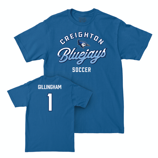 Creighton Men's Soccer Blue Script Tee   - Blake Gillingham