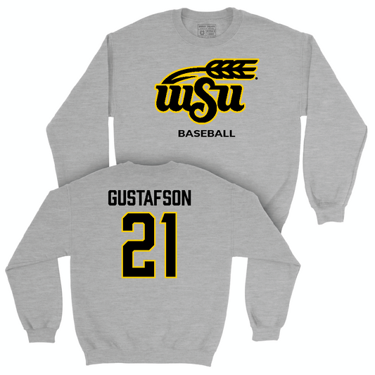 Wichita State Baseball Sport Grey Stacked Crew  - Jaden Gustafson