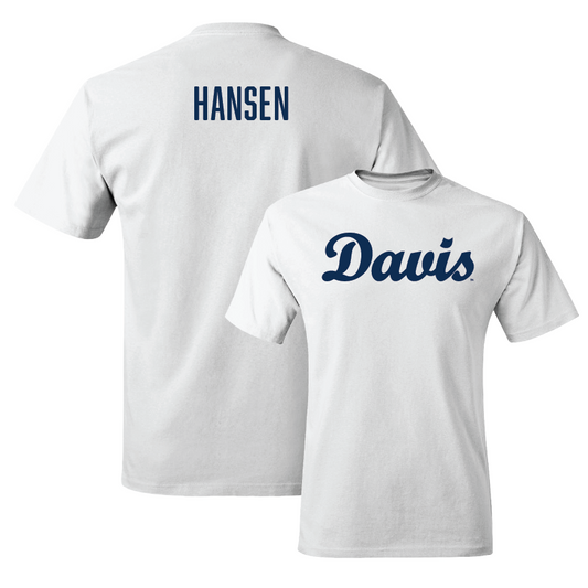 UC Davis Track & Field White Script Comfort Colors Tee - Harrison Hansen