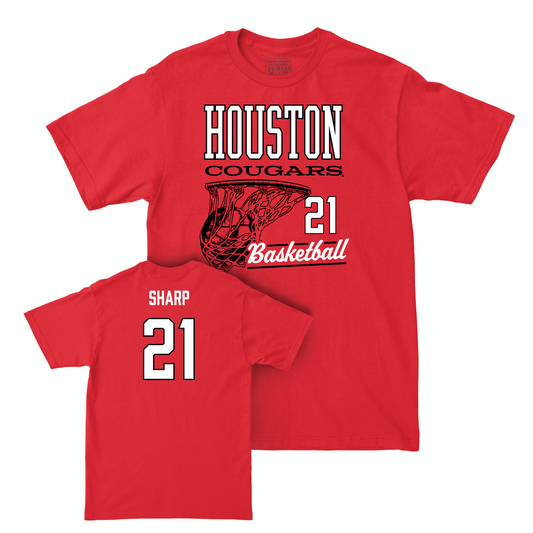 Houston Men's Basketball Red Hoops Tee - Emanuel Sharp Small