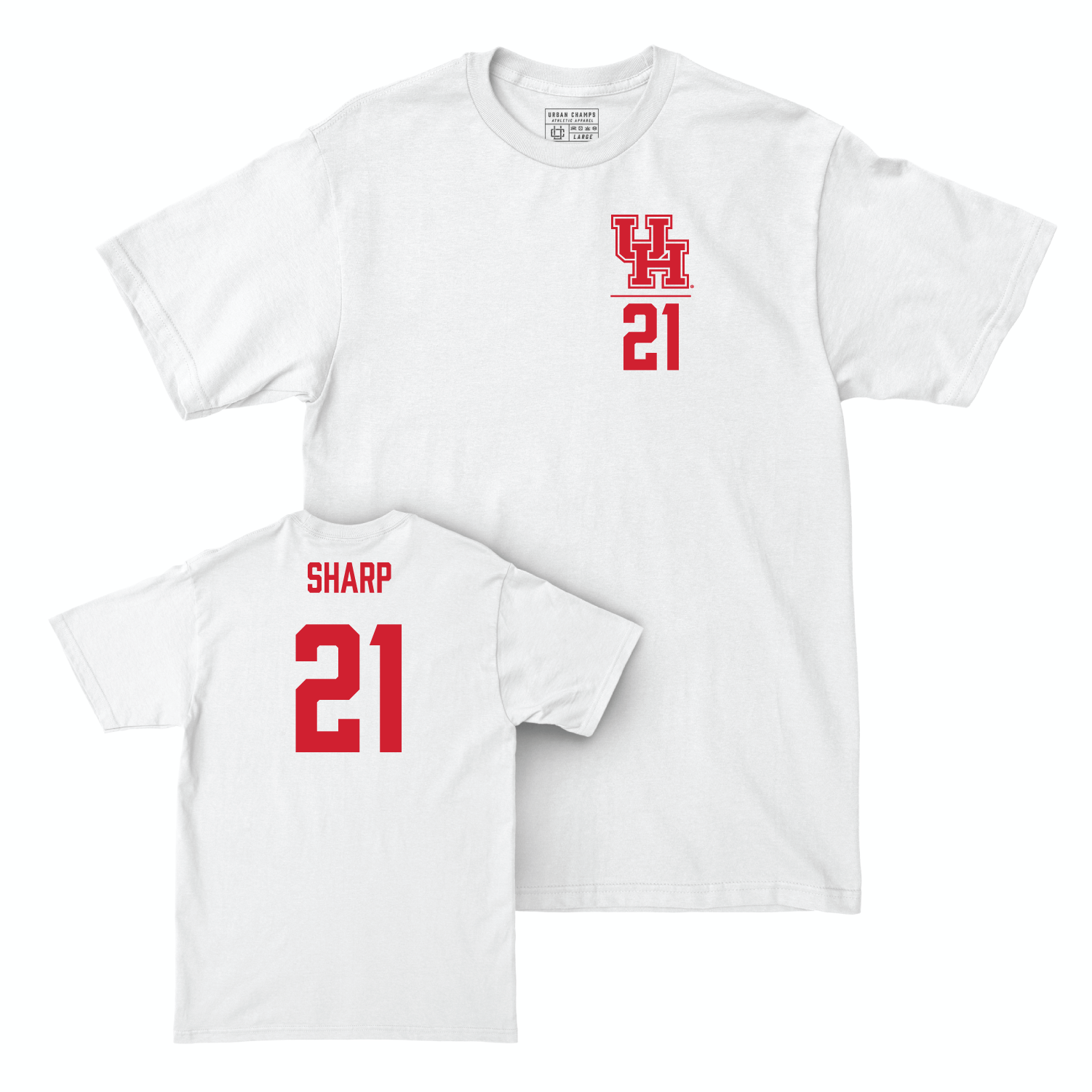 Houston Men's Basketball White Logo Comfort Colors Tee - Emanuel Sharp Small