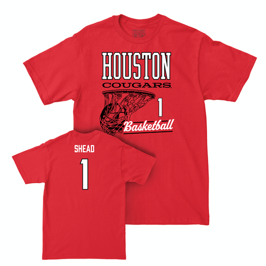 Houston Men's Basketball Red Hoops Tee - Jamal Shead Small