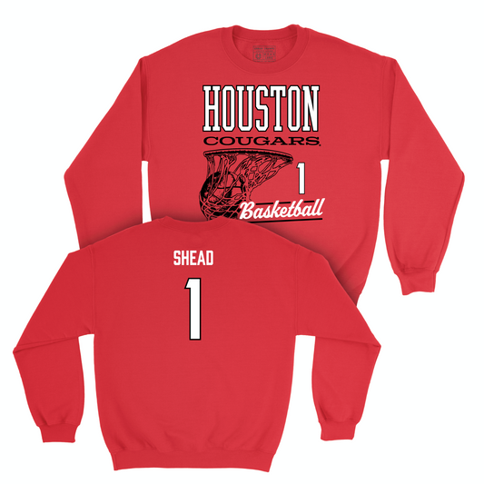 Houston Men's Basketball Red Hoops Crew - Jamal Shead Small
