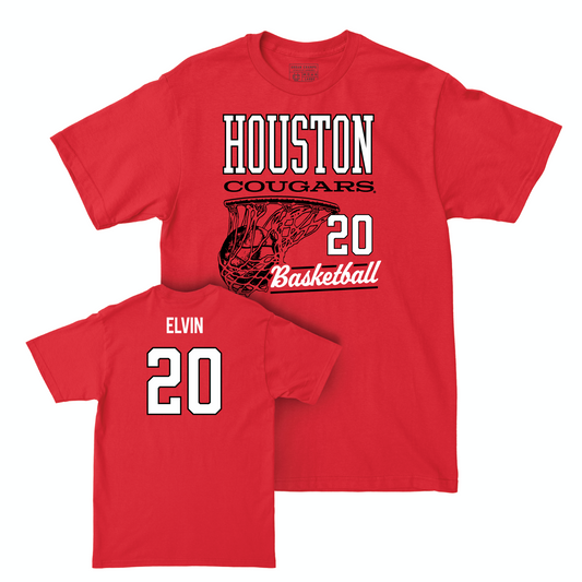 Houston Men's Basketball Red Hoops Tee - Ryan Elvin Small
