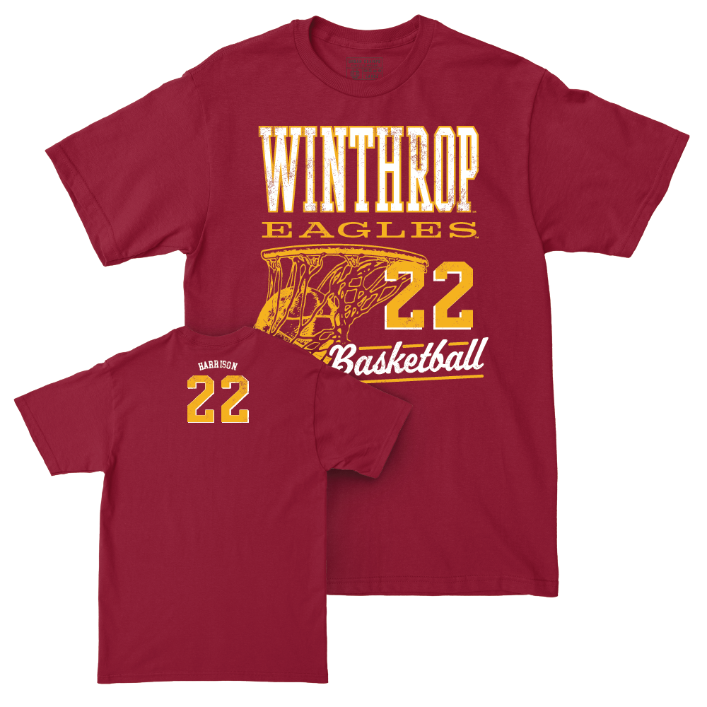 Winthrop Men's Basketball Maroon Hoops Tee - Henry Harrison