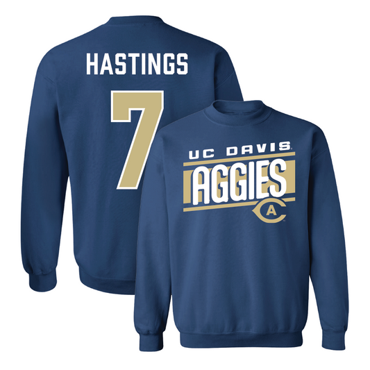 UC Davis Football Navy Slant Crew - Miles Hastings