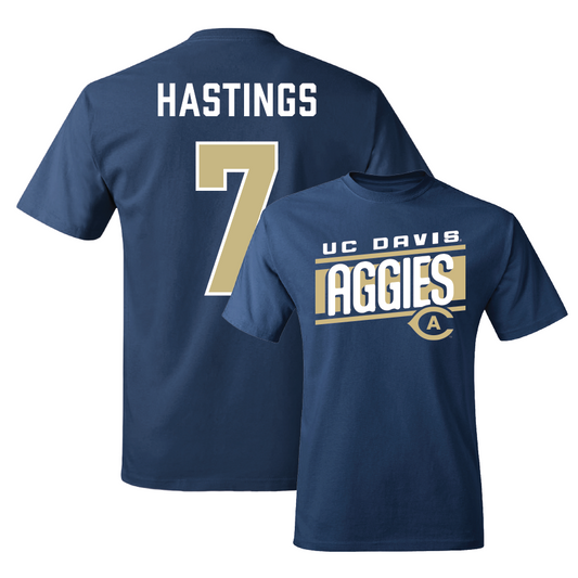 UC Davis Football Navy Slant Tee - Miles Hastings
