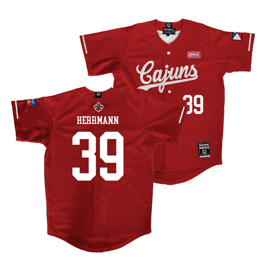 Louisiana Baseball Red Vintage Jersey  - Andrew Herrmann