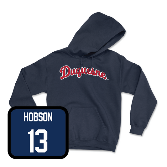 Duquesne Women's Volleyball Navy Script Hoodie   - Avery Hobson