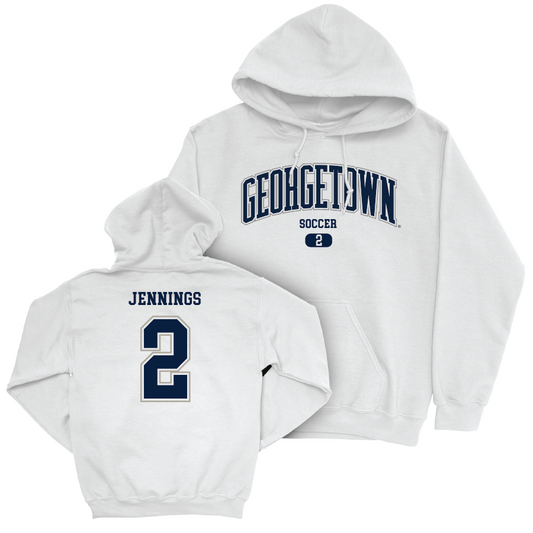 Georgetown Men's Soccer White Arch Hoodie  - Maximus Jennings
