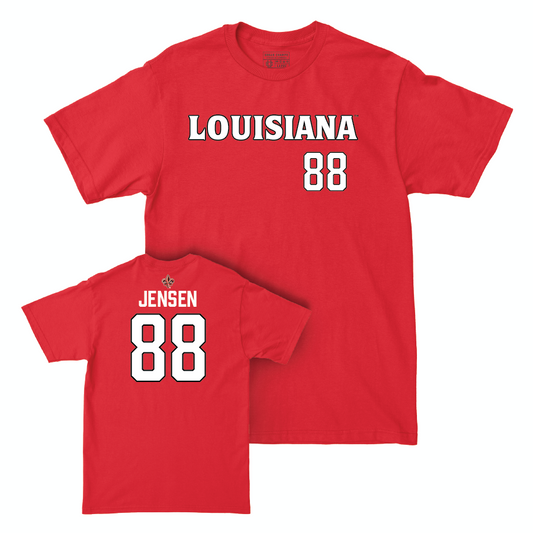 Louisiana Football Red Wordmark Tee  - Caden Jensen